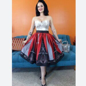 RARE Oblong Box Shop Hot Rod Pinstripe Circle Skirt 2015
